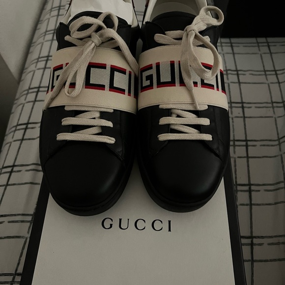 Gucci Ace stripe Leather black ๐ - Picture 2 of 4